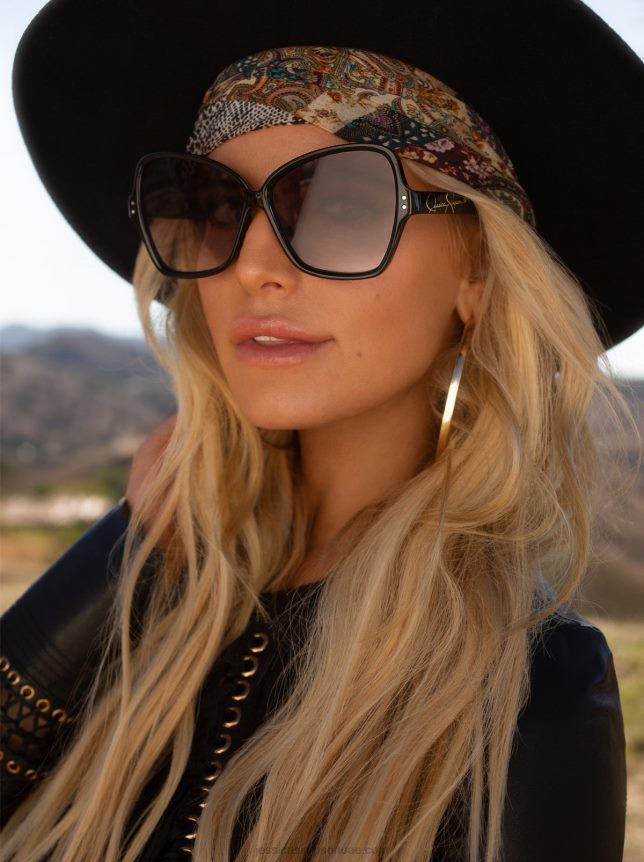 نظارة شمسية أنيقة على شكل فراشة باللون الأسود Jessica Simpson BB6J0F1035