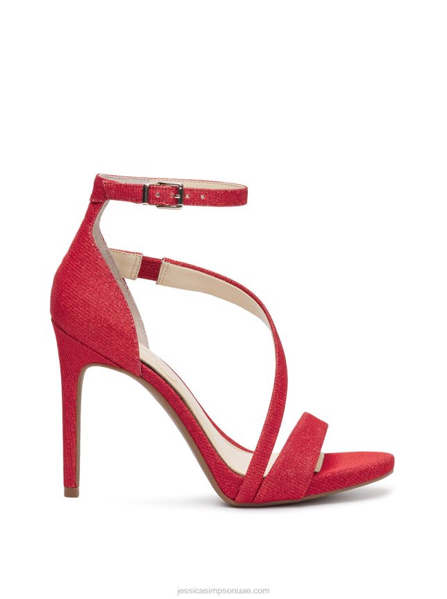صندل كعب عالي من Rayli باللون الأحمر Jessica Simpson BB6J0F1106